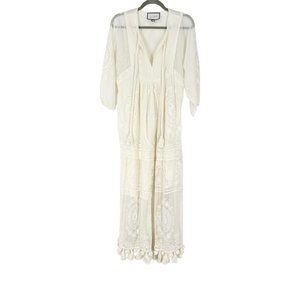 Alexis 100% Cotton Floral Embroidery Peasant Maxi Dress
